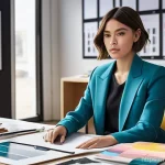 패션디자인 취업 준비의 모든 것 - The Innovative Fashion Designer's Workspace**

A vibrant, medium shot of a female fashion designer, ...