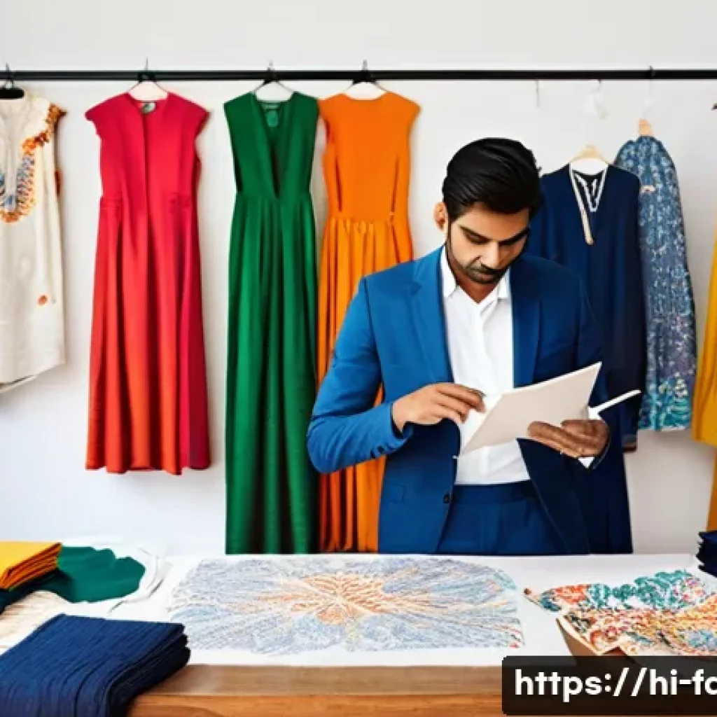 패션디자인 협업 사례와 팁 - **Prompt:** A diverse group of professional fashion designers, including an Indian textile artist an...